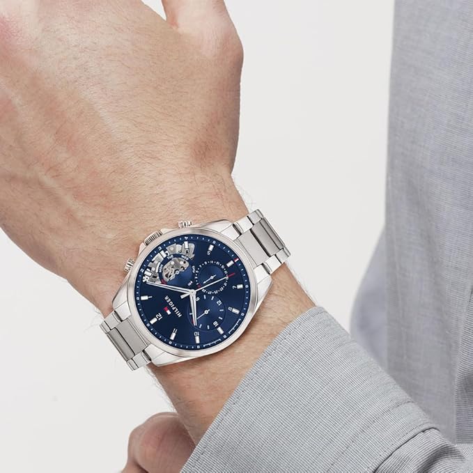 Tommy Hilfiger Analogue Multifunction Quartz Watch for Men with Stainless Steel mesh and Link Bracelet and Leather Strap