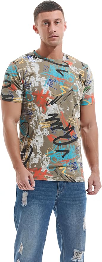 Men's Fashion Printed Tee Top Casual Print T-Shirt