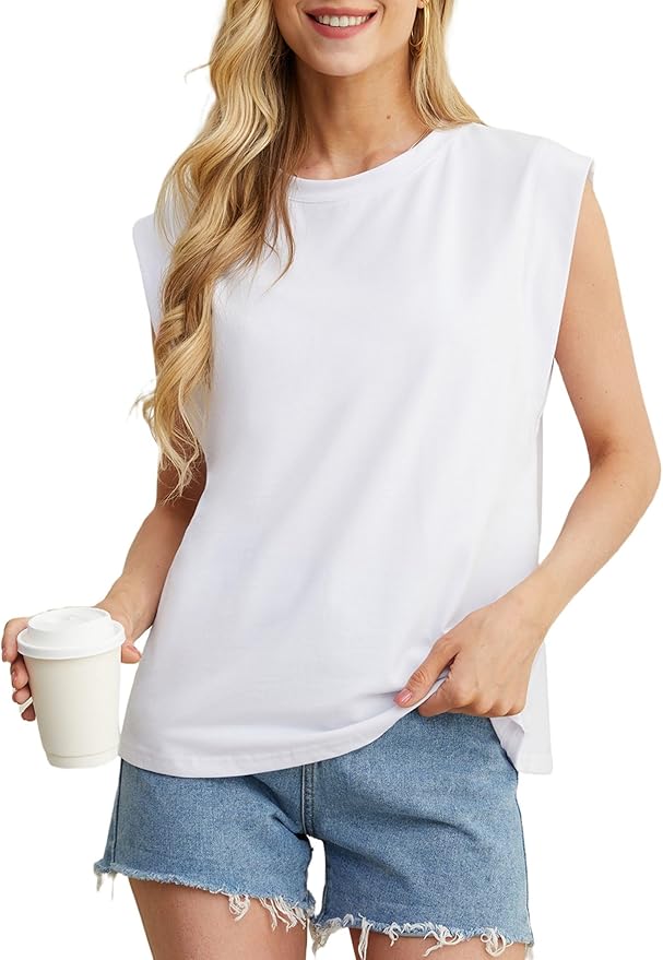 Womens Cotton T Shirts Cap Sleeves Loose Fit