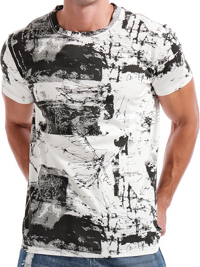 Men's Fashion Printed Tee Top Casual Print T-Shirt