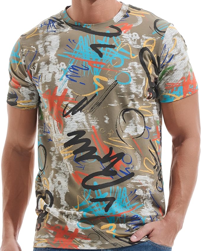 Men's Fashion Printed Tee Top Casual Print T-Shirt