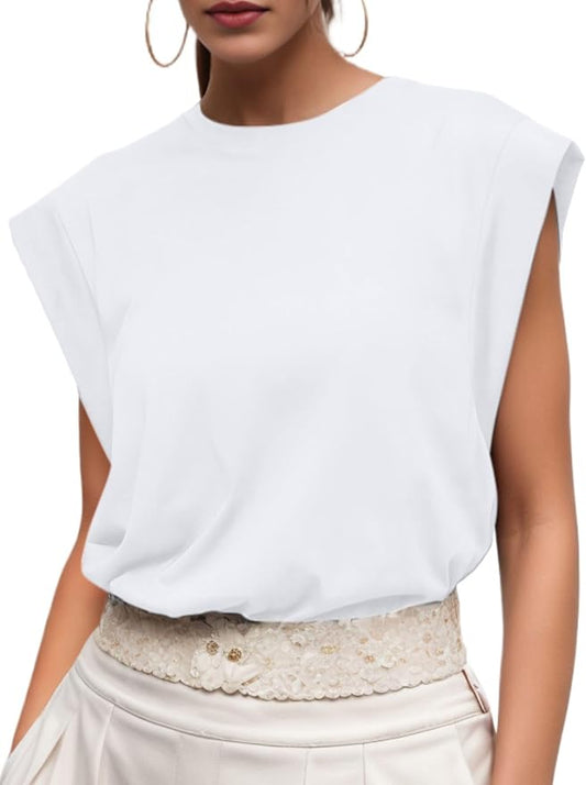 Womens Cotton T Shirts Cap Sleeves Loose Fit
