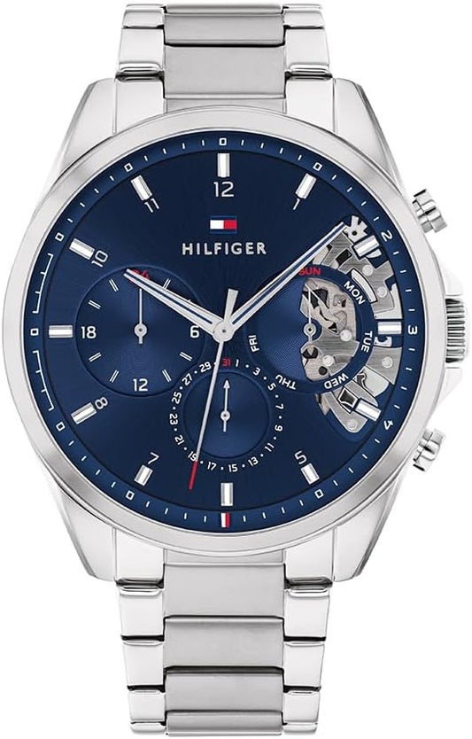 Tommy Hilfiger Analogue Multifunction Quartz Watch for Men with Stainless Steel mesh and Link Bracelet and Leather Strap