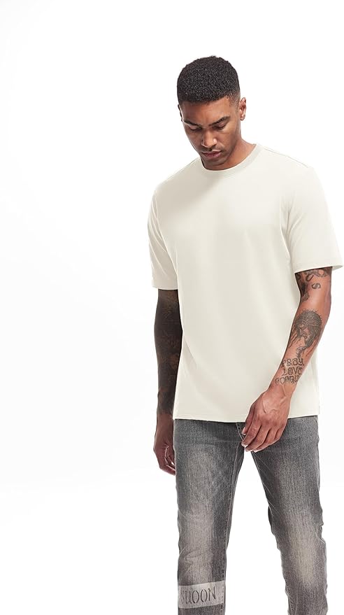 Men's Heavy Weight Crew Neck T-Shirt Mens Premium Cotton Tee - Pre Shrunk S-3XL