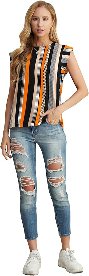 T Shirts Cap Sleeves Loose Fit