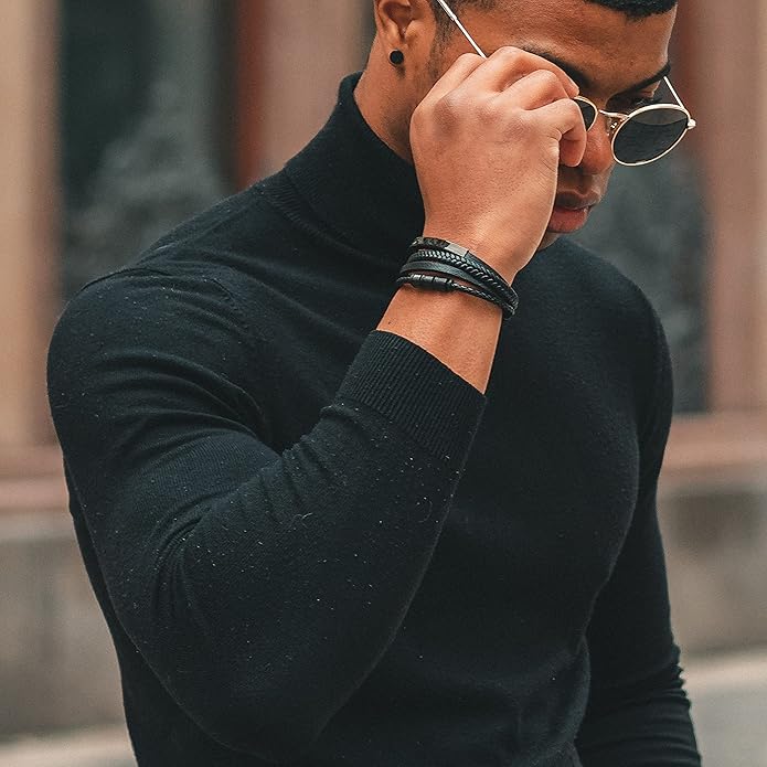 Bracelet for Men - Magnetic Stainless Steel Clasp in Black, Silver and Gold - With Jewelry Box - Great Gift Idea