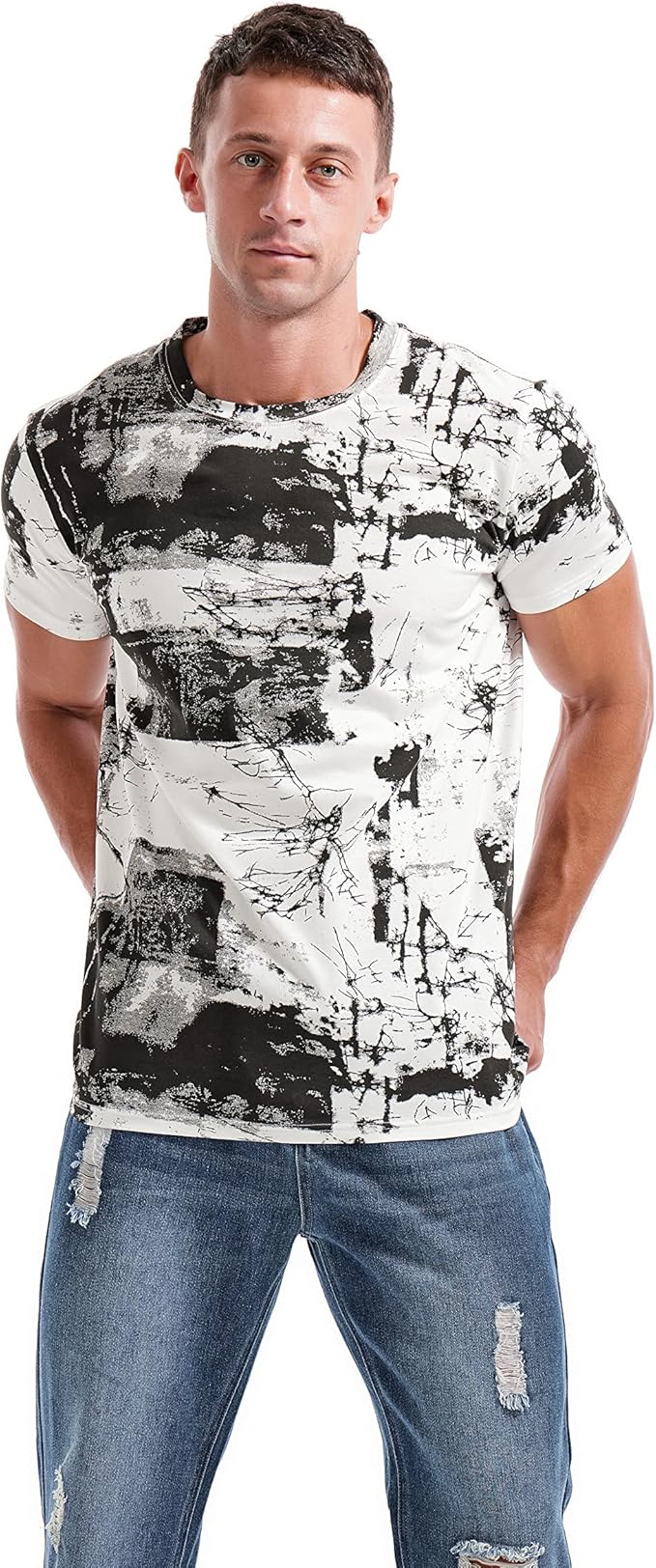Men's Fashion Printed Tee Top Casual Print T-Shirt