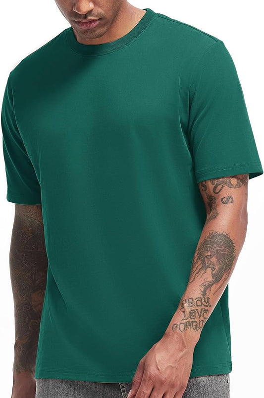 Men's Heavy Weight Crew Neck T-Shirt Mens Premium Cotton Tee