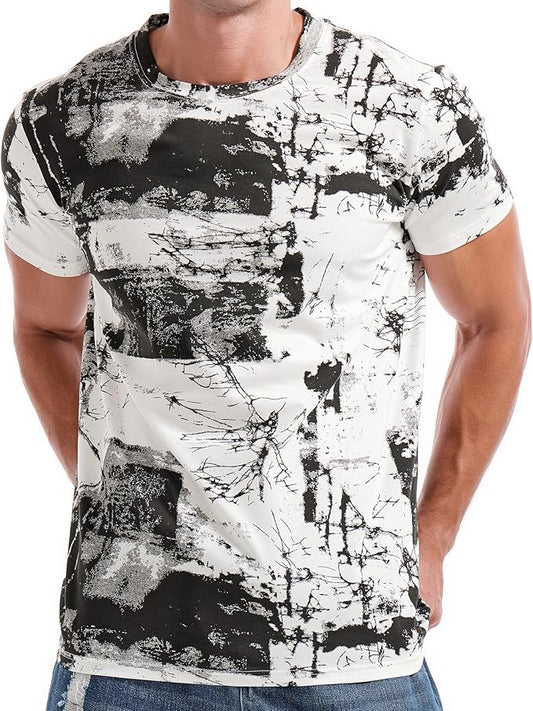 Men's Fashion Printed Tee Top Casual Print T-Shirt